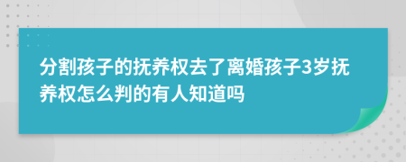 分割孩子的抚养权去了离婚孩子3岁抚养权怎么判的有人知道吗