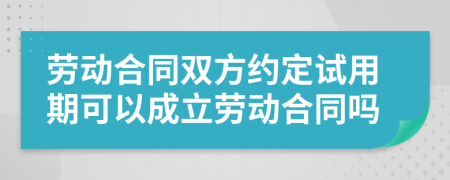 劳动合同双方约定试用期可以成立劳动合同吗