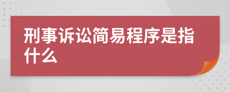 刑事诉讼简易程序是指什么