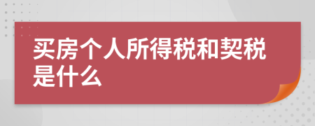买房个人所得税和契税是什么