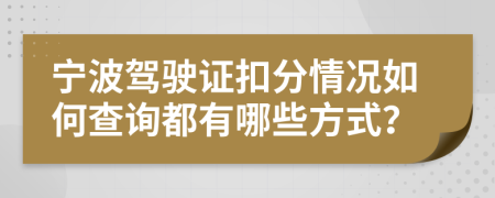 宁波驾驶证扣分情况如何查询都有哪些方式？