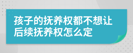 孩子的抚养权都不想让后续抚养权怎么定