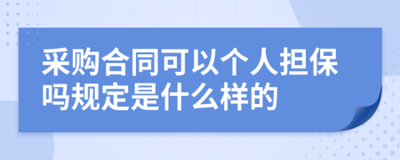 采购合同可以个人担保吗规定是什么样的