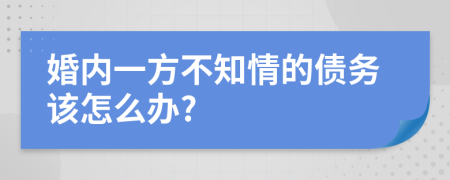 婚内一方不知情的债务该怎么办?