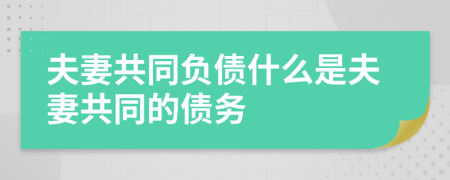 夫妻共同负债什么是夫妻共同的债务