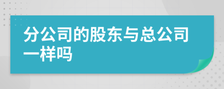 分公司的股东与总公司一样吗