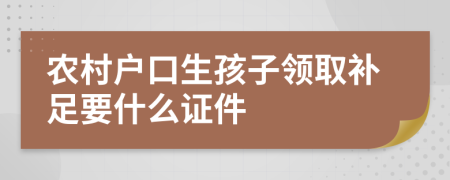 农村户口生孩子领取补足要什么证件