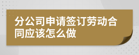 分公司申请签订劳动合同应该怎么做