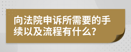 向法院申诉所需要的手续以及流程有什么？