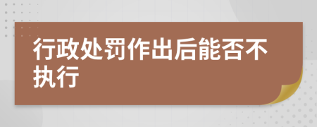 行政处罚作出后能否不执行