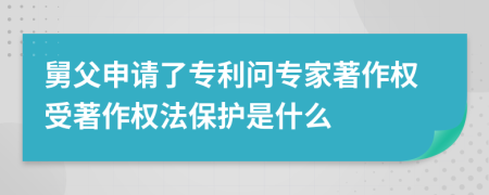 舅父申请了专利问专家著作权受著作权法保护是什么