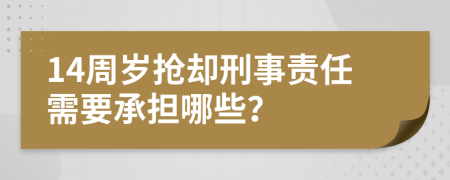 14周岁抢却刑事责任需要承担哪些？