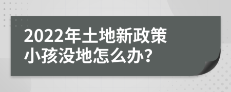 2022年土地新政策小孩没地怎么办？