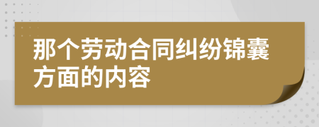 那个劳动合同纠纷锦囊方面的内容