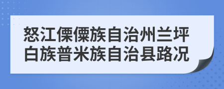 怒江傈僳族自治州兰坪白族普米族自治县路况