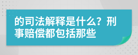 的司法解释是什么？刑事赔偿都包括那些