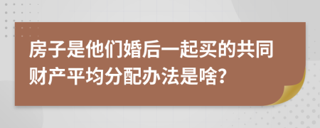 房子是他们婚后一起买的共同财产平均分配办法是啥？