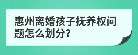 惠州离婚孩子抚养权问题怎么划分？