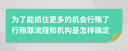 为了能抓住更多的机会行贿了行贿罪流程和机构是怎样确定
