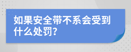 如果安全带不系会受到什么处罚？