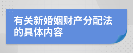 有关新婚姻财产分配法的具体内容