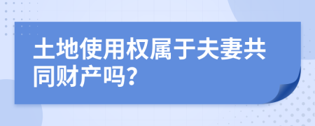 土地使用权属于夫妻共同财产吗？