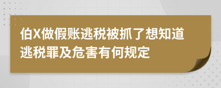 伯X做假账逃税被抓了想知道逃税罪及危害有何规定