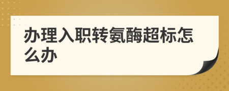 办理入职转氨酶超标怎么办