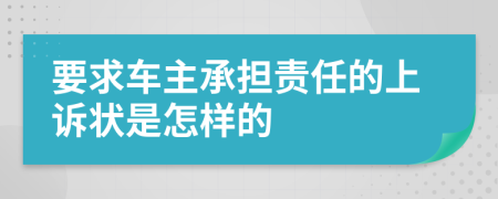 要求车主承担责任的上诉状是怎样的