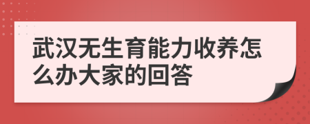 武汉无生育能力收养怎么办大家的回答