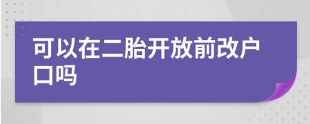 可以在二胎开放前改户口吗