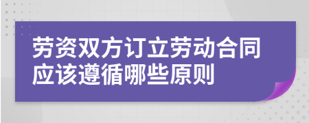 劳资双方订立劳动合同应该遵循哪些原则