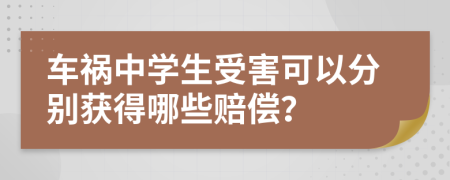 车祸中学生受害可以分别获得哪些赔偿？