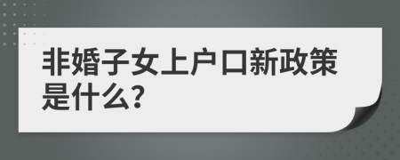非婚子女上户口新政策是什么？