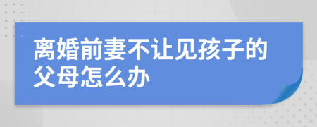 离婚前妻不让见孩子的父母怎么办