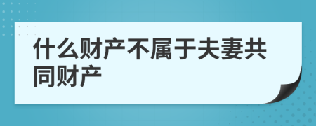 什么财产不属于夫妻共同财产