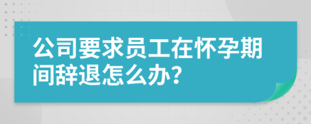 公司要求员工在怀孕期间辞退怎么办？