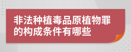 非法种植毒品原植物罪的构成条件有哪些