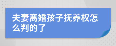 夫妻离婚孩子抚养权怎么判的了