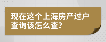 现在这个上海房产过户查询该怎么查？