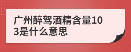 广州醉驾酒精含量103是什么意思