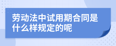 劳动法中试用期合同是什么样规定的呢