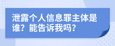 泄露个人信息罪主体是谁？能告诉我吗？