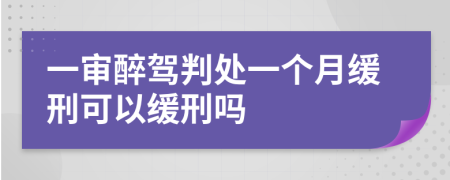 一审醉驾判处一个月缓刑可以缓刑吗