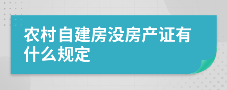 农村自建房没房产证有什么规定