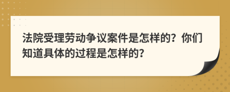 法院受理劳动争议案件是怎样的？你们知道具体的过程是怎样的？