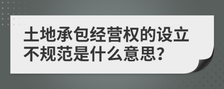 土地承包经营权的设立不规范是什么意思？