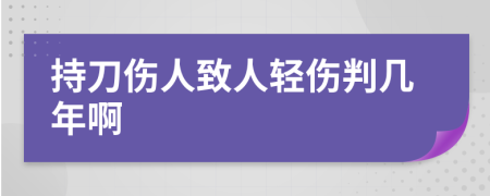 持刀伤人致人轻伤判几年啊