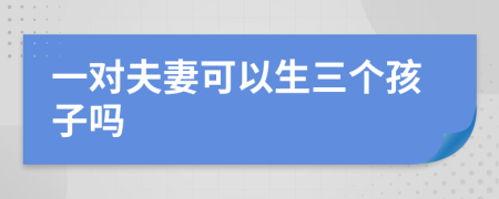 一对夫妻可以生三个孩子吗