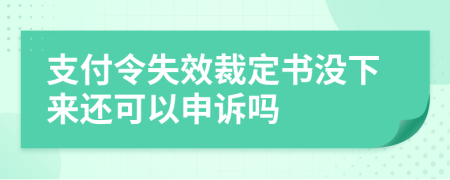 支付令失效裁定书没下来还可以申诉吗